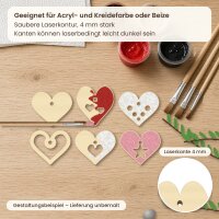 Hängeherzen aus Holz zum Bemalen – 6er-Set, 6 cm, Pappelsperrholz 4 mm