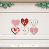 Hängeherzen aus Holz zum Bemalen – 6er-Set, 6 cm, Pappelsperrholz 4 mm