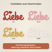 Schriftzug „Liebe“ aus Holz zum Bemalen – 20, 30 oder 45 cm, Pappelsperrholz 4 mm