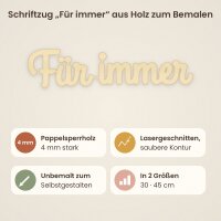 Schriftzug „Für immer“ aus Holz zum Bemalen – 30 oder 45 cm, Pappelsperrholz 4 mm