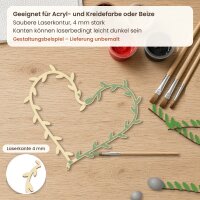 Herzkranz mit Blättern aus Holz zum Bemalen – 20, 30 oder 45 cm, Pappelsperrholz 4 mm