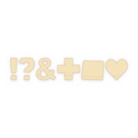 Satzzeichen & Symbole Typ 2 aus Holz zum Bemalen – 6er-Set ! ? & + . und Herz, 7,5 bis 20 cm, Pappelsperrholz 4 mm