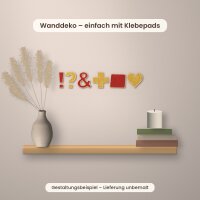 Satzzeichen & Symbole Typ 2 aus Holz zum Bemalen – 6er-Set ! ? & + . und Herz, 7,5 bis 20 cm, Pappelsperrholz 4 mm