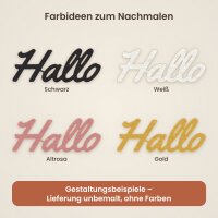 Schriftzug „Hallo“ aus Holz zum Bemalen, 20, 30 oder 45 cm, Pappelsperrholz 4 mm