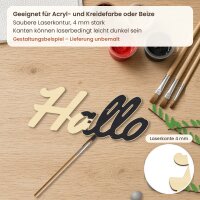 Schriftzug „Hallo“ aus Holz zum Bemalen, 20, 30 oder 45 cm, Pappelsperrholz 4 mm