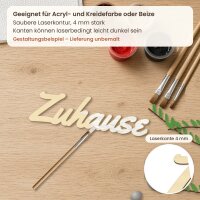 Schriftzug „Zuhause“ aus Holz zum Bemalen, 30 oder 45 cm, Pappelsperrholz 4 mm