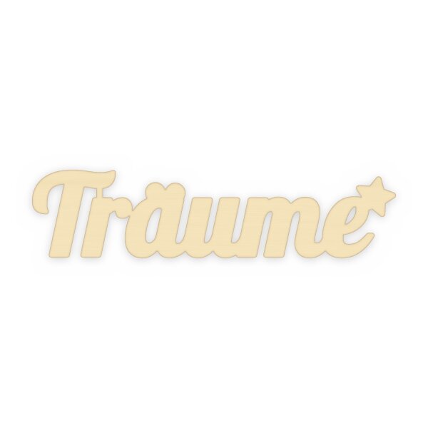Schriftzug „Träume“ mit Stern aus Holz zum Bemalen, 30 oder 45 cm, Pappelsperrholz 4 mm