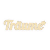 Schriftzug „Träume“ mit Stern aus Holz zum Bemalen, 30 oder 45 cm, Pappelsperrholz 4 mm
