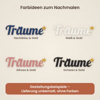 Schriftzug „Träume“ mit Stern aus Holz zum Bemalen, 30 oder 45 cm, Pappelsperrholz 4 mm