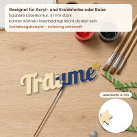Schriftzug „Träume“ mit Stern aus Holz zum Bemalen, 30 oder 45 cm, Pappelsperrholz 4 mm