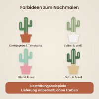 Kakteen im Topf aus Holz zum Bemalen – 3er-Set oder Säulenkaktus, 3er-Set 10 cm oder Säulenkaktus 20 / 30 / 45 cm, Pappelsperrholz 4 mm