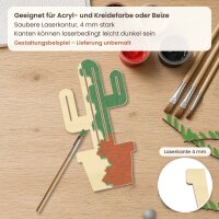 Kakteen im Topf aus Holz zum Bemalen – 3er-Set oder Säulenkaktus, 3er-Set 10 cm oder Säulenkaktus 20 / 30 / 45 cm, Pappelsperrholz 4 mm