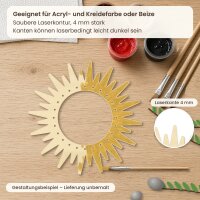 Strahlenkranz-Sonne offen aus Holz zum Bemalen, 30 oder 45 cm, Pappelsperrholz 4 mm