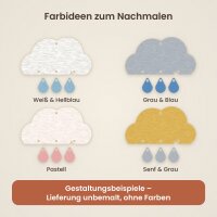 Regenwolke mit 3 Regentropfen aus Holz zum Bemalen – Mobile zum Aufhängen (ohne Schnur), 20, 30 oder 45 cm, Pappelsperrholz 4 mm