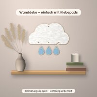 Regenwolke mit 3 Regentropfen aus Holz zum Bemalen – Mobile zum Aufhängen (ohne Schnur), 20, 30 oder 45 cm, Pappelsperrholz 4 mm