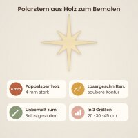 Polarstern Typ 2 aus Holz zum Bemalen, 20, 30 oder 45 cm, Pappelsperrholz 4 mm