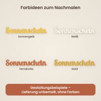 Schriftzug „Sonnenschein“ aus Holz zum Bemalen, 30 oder 45 cm breit, Pappelsperrholz 4 mm
