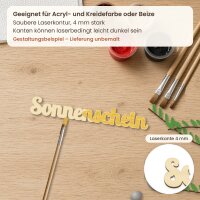 Schriftzug „Sonnenschein“ aus Holz zum Bemalen, 30 oder 45 cm breit, Pappelsperrholz 4 mm