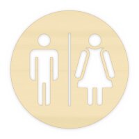 WC-Türschild rund mit Mann & Frau aus Holz zum...