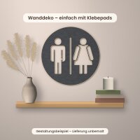 WC-Türschild rund mit Mann & Frau aus Holz zum Bemalen, Ø 15, 20 oder 30 cm, mit oder ohne Schraublöcher, Pappelsperrholz 4 mm