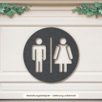 WC-Türschild rund mit Mann & Frau aus Holz zum Bemalen, Ø 15, 20 oder 30 cm, mit oder ohne Schraublöcher, Pappelsperrholz 4 mm