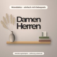 Schriftzug „Damen“ / „Herren“ aus Holz zum Bemalen, einzeln oder als 2er-Set, 20, 30 oder 45 cm breit, Pappelsperrholz 4 mm