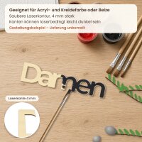 Schriftzug „Damen“ / „Herren“ aus Holz zum Bemalen, einzeln oder als 2er-Set, 20, 30 oder 45 cm breit, Pappelsperrholz 4 mm