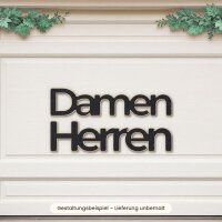 Schriftzug „Damen“ / „Herren“ aus Holz zum Bemalen, einzeln oder als 2er-Set, 20, 30 oder 45 cm breit, Pappelsperrholz 4 mm