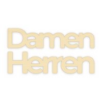 Schriftzug „Damen“ / „Herren“ aus Holz zum Bemalen, einzeln oder als 2er-Set, 20, 30 oder 45 cm breit, Pappelsperrholz 4 mm