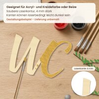 Schriftzug „WC“ aus Holz zum Bemalen – Blockschrift (Höhe 10, 15, 20 oder 30 cm) oder Schreibschrift (Höhe 15, 20 oder 30 cm), Pappelsperrholz 4 mm