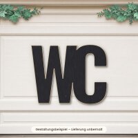 Schriftzug „WC“ aus Holz zum Bemalen – Blockschrift (Höhe 10, 15, 20 oder 30 cm) oder Schreibschrift (Höhe 15, 20 oder 30 cm), Pappelsperrholz 4 mm