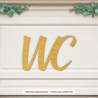 Schriftzug „WC“ aus Holz zum Bemalen – Blockschrift (Höhe 10, 15, 20 oder 30 cm) oder Schreibschrift (Höhe 15, 20 oder 30 cm), Pappelsperrholz 4 mm