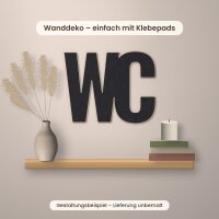 Schriftzug „WC“ aus Holz zum Bemalen – Blockschrift (Höhe 10, 15, 20 oder 30 cm) oder Schreibschrift (Höhe 15, 20 oder 30 cm), Pappelsperrholz 4 mm