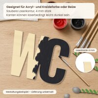 Schriftzug „WC“ aus Holz zum Bemalen – Blockschrift (Höhe 10, 15, 20 oder 30 cm) oder Schreibschrift (Höhe 15, 20 oder 30 cm), Pappelsperrholz 4 mm