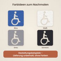 WC-Schild barrierefrei mit Rollstuhl-Symbol aus Holz zum Bemalen, 15 × 15 oder 20 × 20 cm, mit oder ohne Schraublöcher, Pappelsperrholz 4 mm