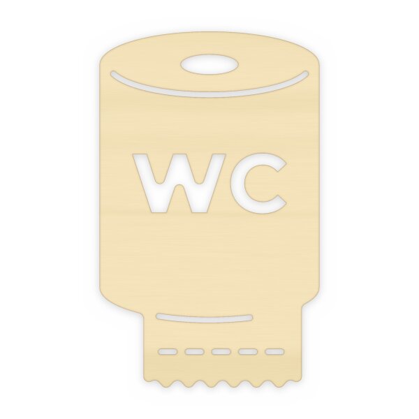 WC-Schild Klopapierrolle mit „WC“ aus Holz zum Bemalen, Höhe 15, 20 oder 30 cm, Pappelsperrholz 4 mm