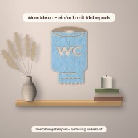 WC-Schild Klopapierrolle mit „WC“ aus Holz zum Bemalen, Höhe 15, 20 oder 30 cm, Pappelsperrholz 4 mm