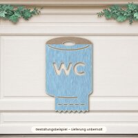 WC-Schild Klopapierrolle mit „WC“ aus Holz zum Bemalen, Höhe 15, 20 oder 30 cm, Pappelsperrholz 4 mm