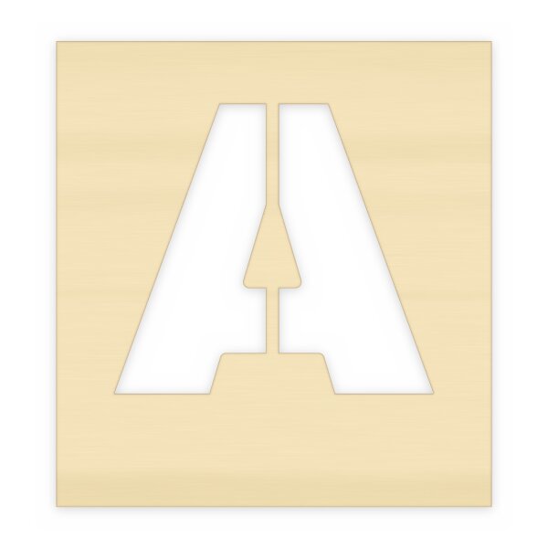 Sprühschablone Buchstaben A–Z, Ä, Ö, Ü aus Holz – einzeln oder als 26er-Set A–Z, Zeichenhöhe 10 oder 20 cm, Pappelsperrholz 4 mm