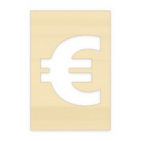 Sprühschablone Symbole aus Holz – Euro, Prozent, Pfeil, Herz, einzeln oder als 4er-Set, Platte 20 × 30 cm, Pappelsperrholz 4 mm