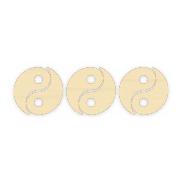 Yin und Yang zweiteilig aus Holz zum Bemalen – 2 Hälften, 3er-Set 10 cm oder einzeln Ø 20 / 30 / 45 cm, Pappelsperrholz 4 mm