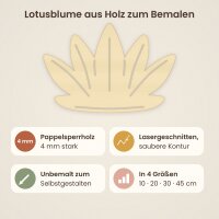 Lotusblume aus Holz zum Bemalen, 3er-Set 10 cm oder einzeln 20 / 30 / 45 cm, Pappelsperrholz 4 mm