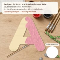 Holzbuchstabe Typ 11 zum Bemalen – runde Groteskschrift, A–Z, Ä, Ö, Ü, 10 bis 30 cm, Pappelsperrholz 4 mm