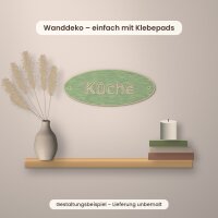 Türschilder Räume oval aus Holz zum Bemalen – Küche, Bad, Büro, Schlafzimmer, Wohnzimmer, Gäste, 6er-Set oder einzeln, je 200 × 80 mm, Pappelsperrholz 4 mm
