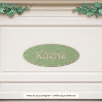Türschilder Räume oval aus Holz zum Bemalen – Küche, Bad, Büro, Schlafzimmer, Wohnzimmer, Gäste, 6er-Set oder einzeln, je 200 × 80 mm, Pappelsperrholz 4 mm