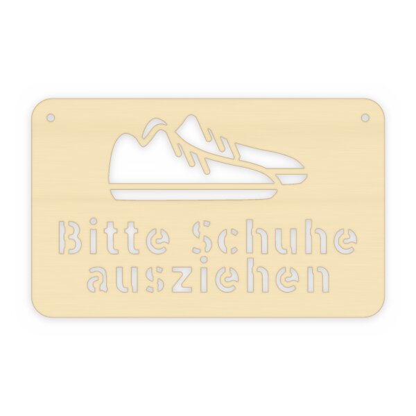 Türschild „Bitte Schuhe ausziehen“ aus Holz zum Bemalen, 200 × 124 oder 300 × 186 mm, Pappelsperrholz 4 mm