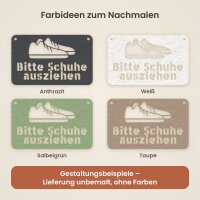 Türschild „Bitte Schuhe ausziehen“ aus Holz zum Bemalen, 200 × 124 oder 300 × 186 mm, Pappelsperrholz 4 mm