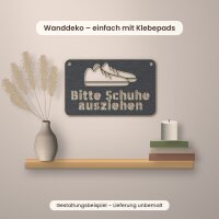 Türschild „Bitte Schuhe ausziehen“ aus Holz zum Bemalen, 200 × 124 oder 300 × 186 mm, Pappelsperrholz 4 mm