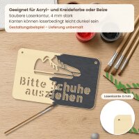 Türschild „Bitte Schuhe ausziehen“ aus Holz zum Bemalen, 200 × 124 oder 300 × 186 mm, Pappelsperrholz 4 mm