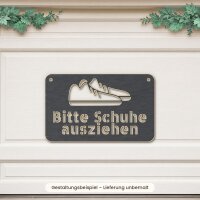 Türschild „Bitte Schuhe ausziehen“ aus Holz zum Bemalen, 200 × 124 oder 300 × 186 mm, Pappelsperrholz 4 mm